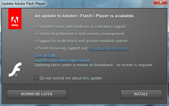 adobe flash player for mac stop reminder